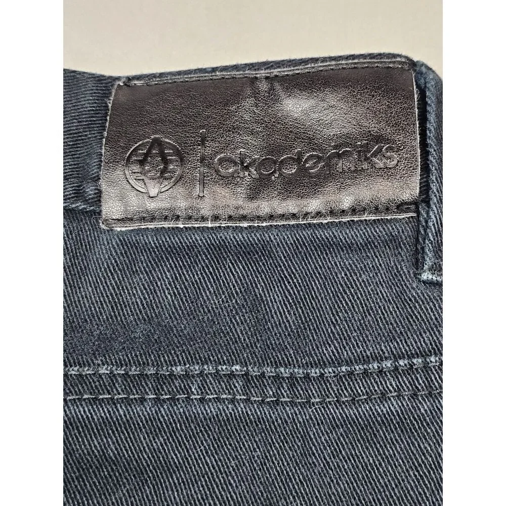Akademiks Jeans Mens 40x34. Vintage Y2K Black Moto Suede Knee‎ Denim.